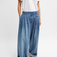 Spring Denim Triple Pleat Pant