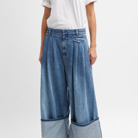 Spring Denim Triple Pleat Pant