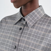 Grey Plaid Oversized Shirt