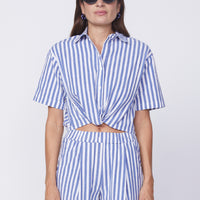 Puckered Crop Twist Shirt