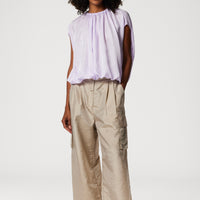 Spring Shirred Neck Circular Top