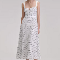 Polka Dot Chiffon Midi Dress
