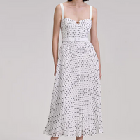 Polka Dot Chiffon Midi Dress
