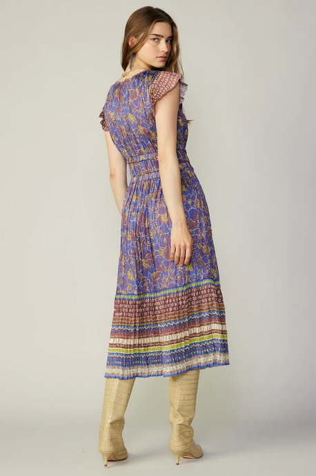 We'll Pleat Again Floral Midi Dress