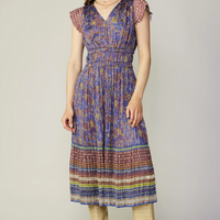 Pleated Floral Midi Dress