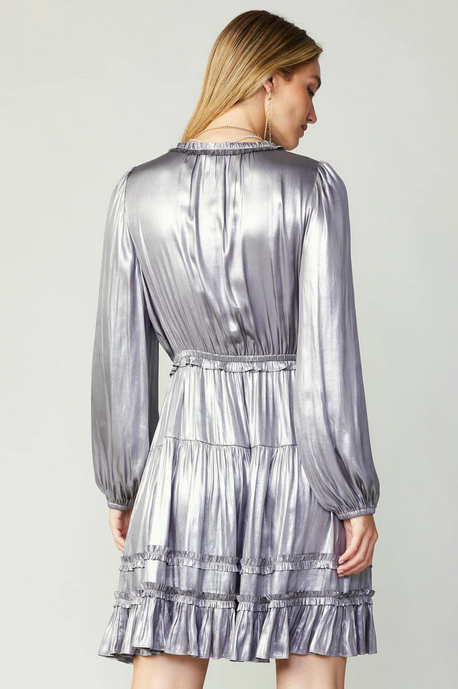 Metallic Luster Mini Dress – Slate