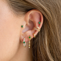 Tiny Emerald Cluster Studs