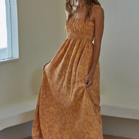 Floral Smocking Midi Dress