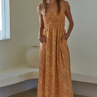 Floral Smocking Midi Dress