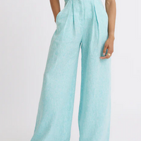 Wide Leg Pleated Linen Pant