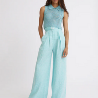 Wide Leg Pleated Linen Pant