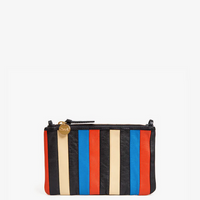 Striped Nappa Wallet Clutch
