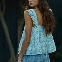 Floral Ruffle Flare Top