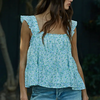Floral Ruffle Flare Top