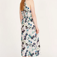 White Floral Halter Midi Dress