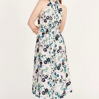 White Floral Halter Midi Dress