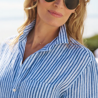 Mary Blue Stripe Shirtdress