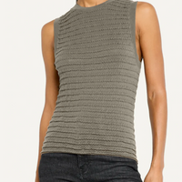 Smocked Sleeveless Crewneck