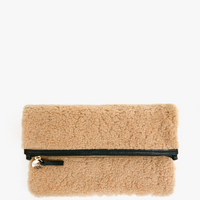 Foldover Shearling Clutch