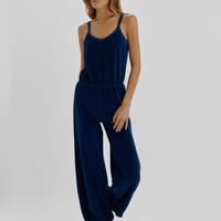 Giorgi Velour Jumpsuit Navy