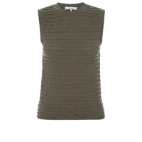 Smocked Sleeveless Crewneck