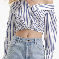 Blue Stripe Crop Top