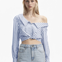 Blue Stripe Crop Top