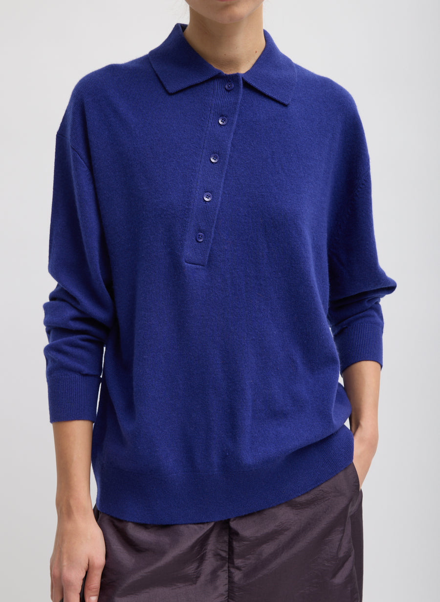 Cashmere Easy Polo Sweater