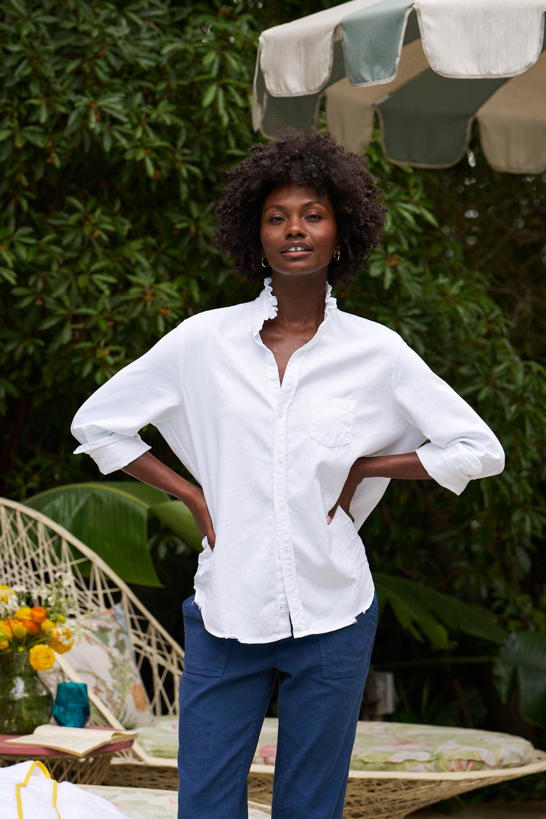 Eileen Ruffle Button Up