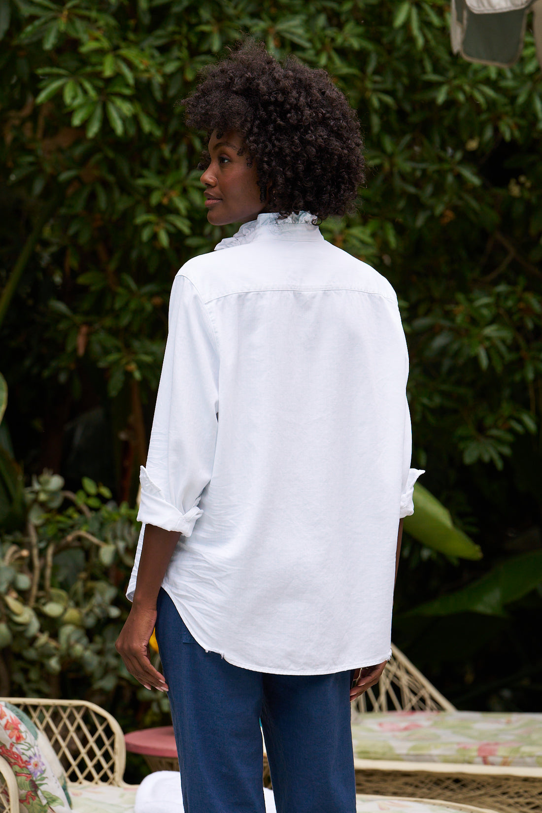 Eileen Ruffle Button Up