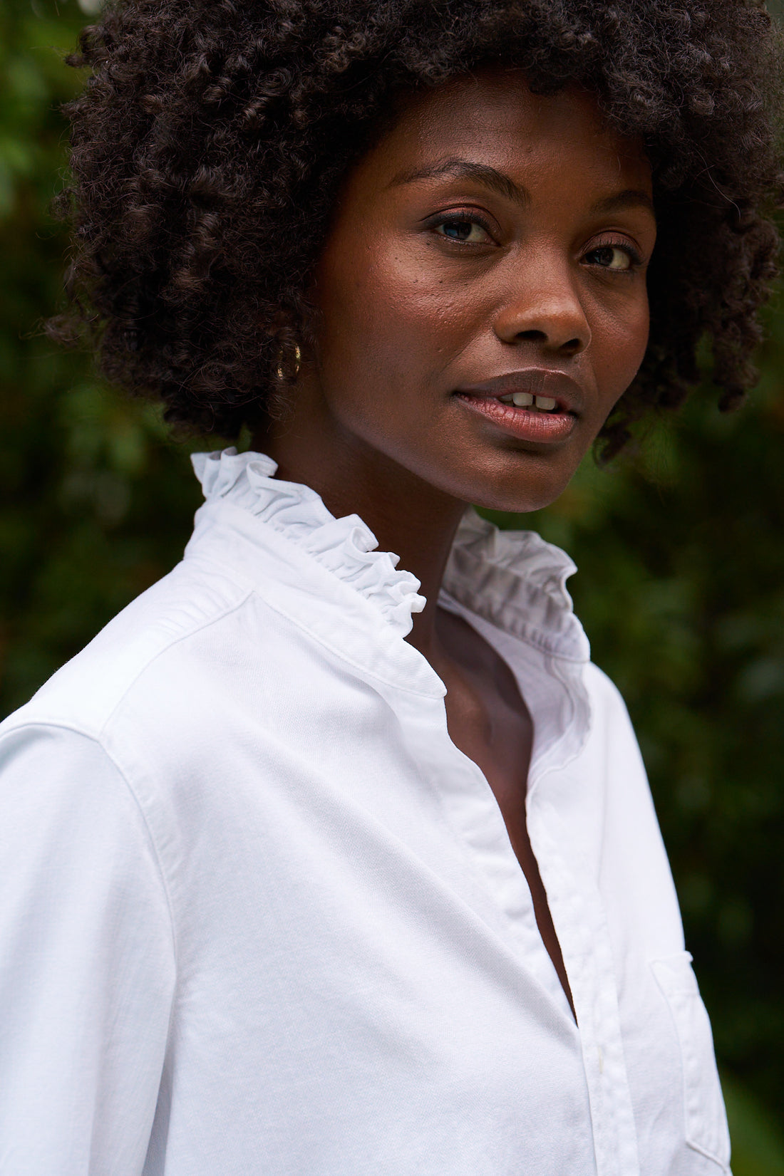 Eileen Ruffle Button Up