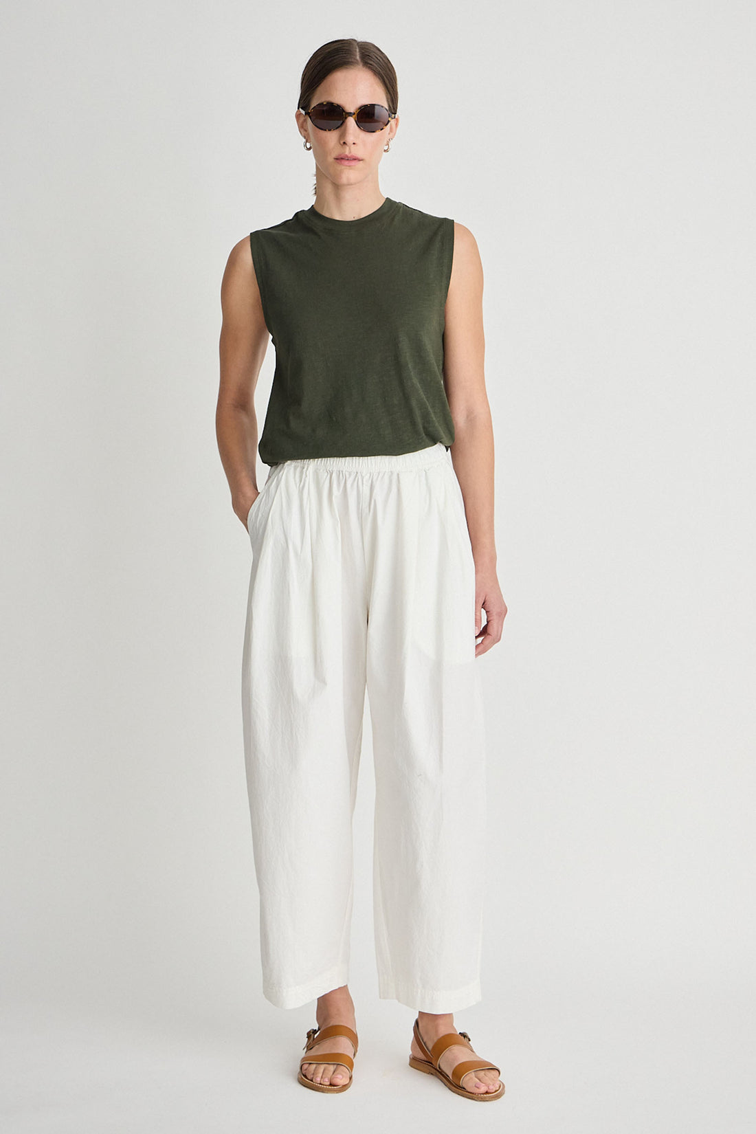 Sea Pleat Pant Cream