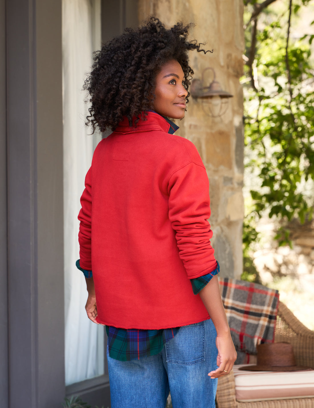 Patrick Fleece Henley Crimson