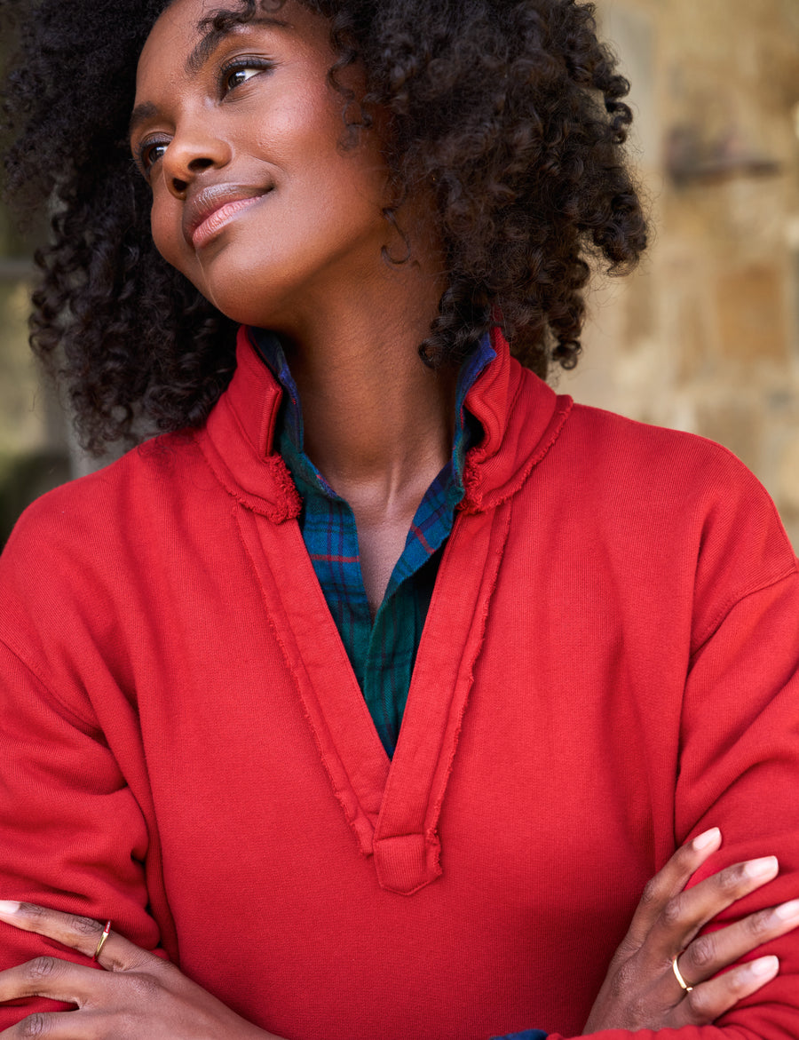 Patrick Fleece Henley Crimson