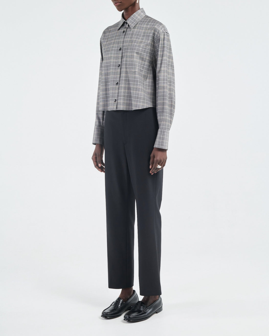 Grey Plaid Oversized Shirt