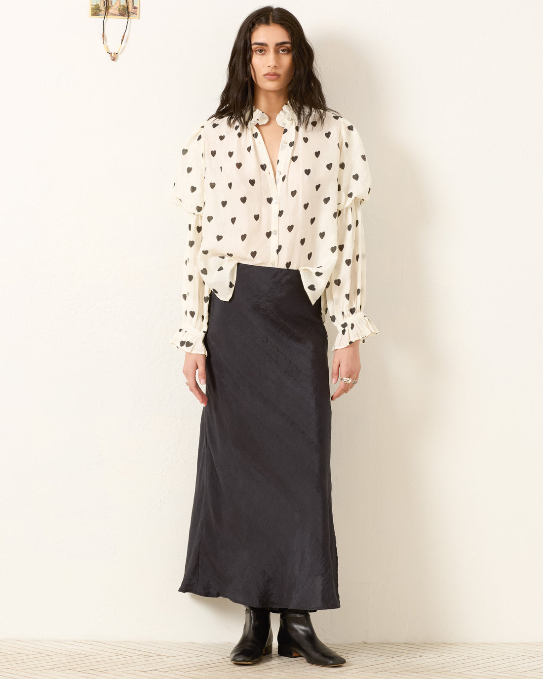 Mazie Onyx Heart Silk Shirt