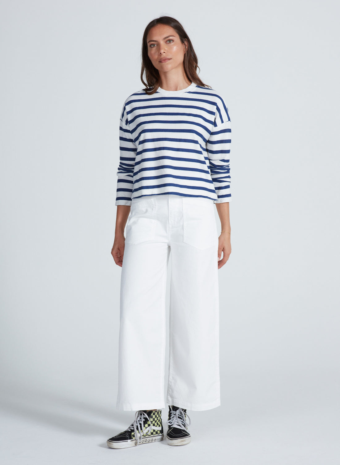 Cropped Thin Stripe Tee