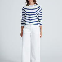 Cropped Thin Stripe Tee