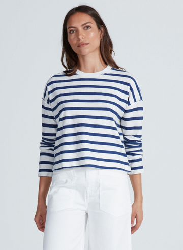 Cropped Thin Stripe Tee