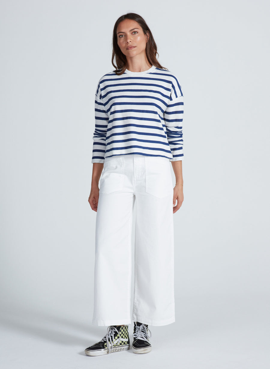 Cropped Thin Stripe Tee
