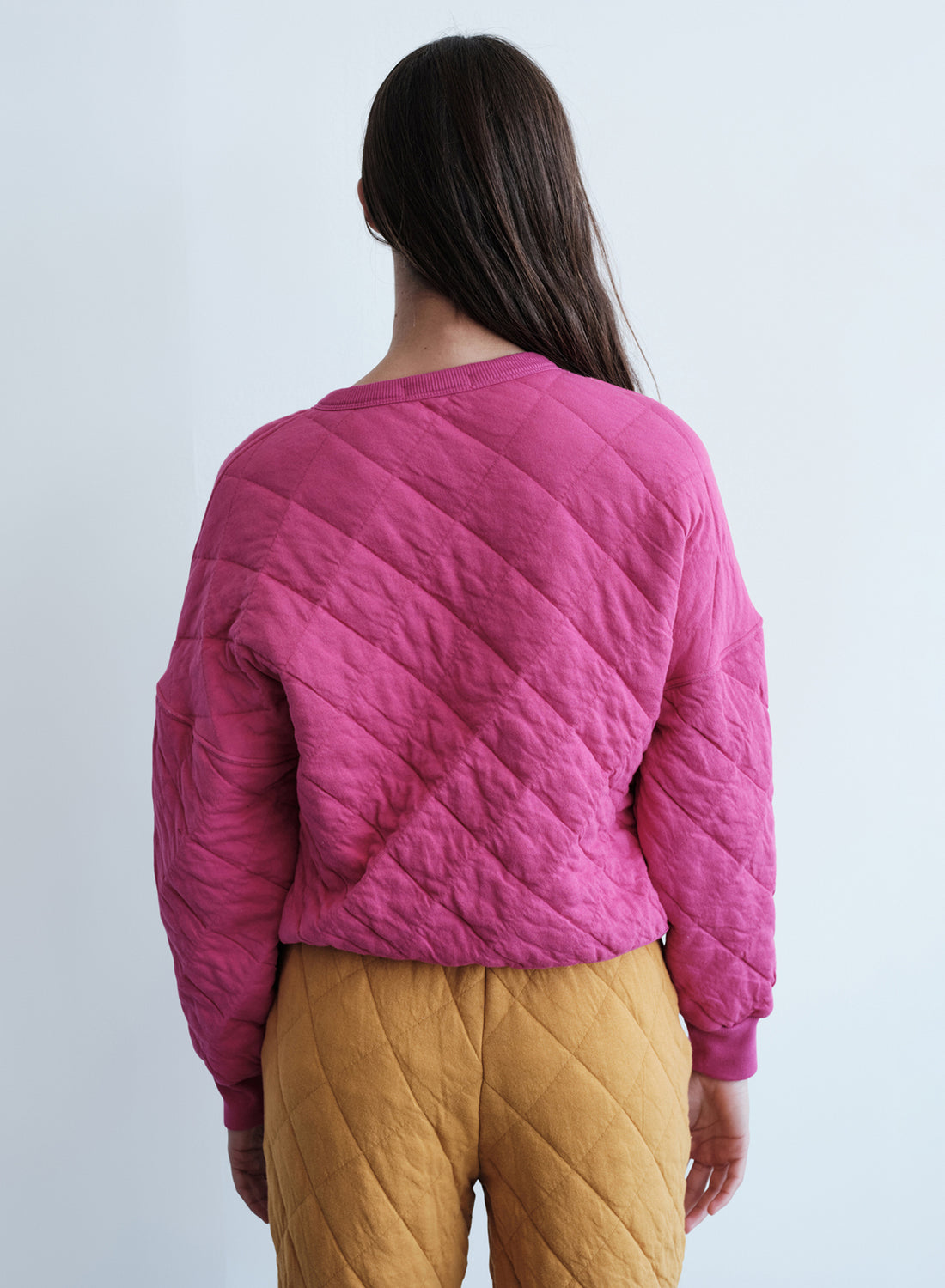 Quilted Oversized Henley Pullover