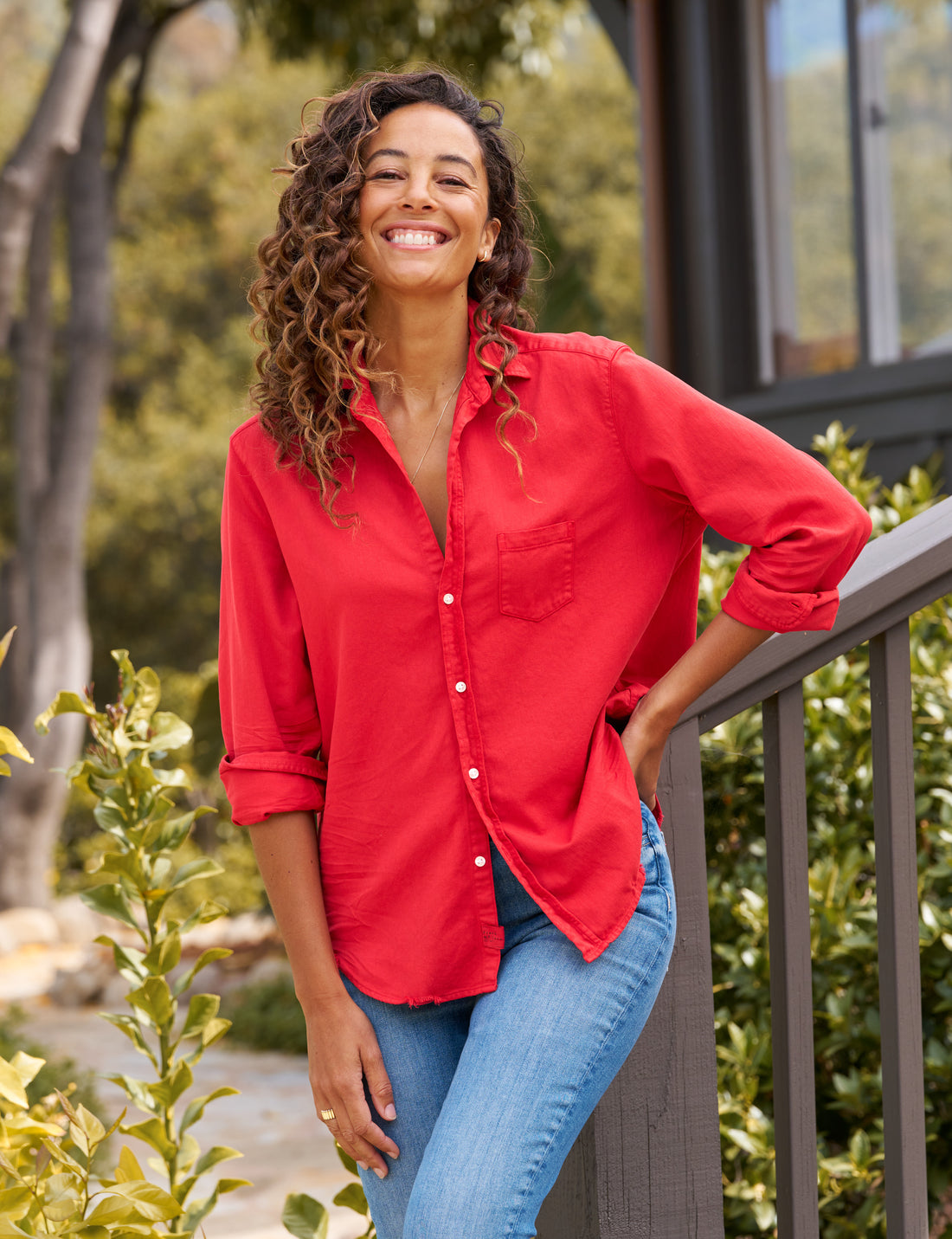 Eileen Button Up Crimson