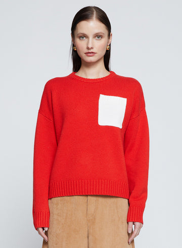 Colorblock Pocket Crew Sweater