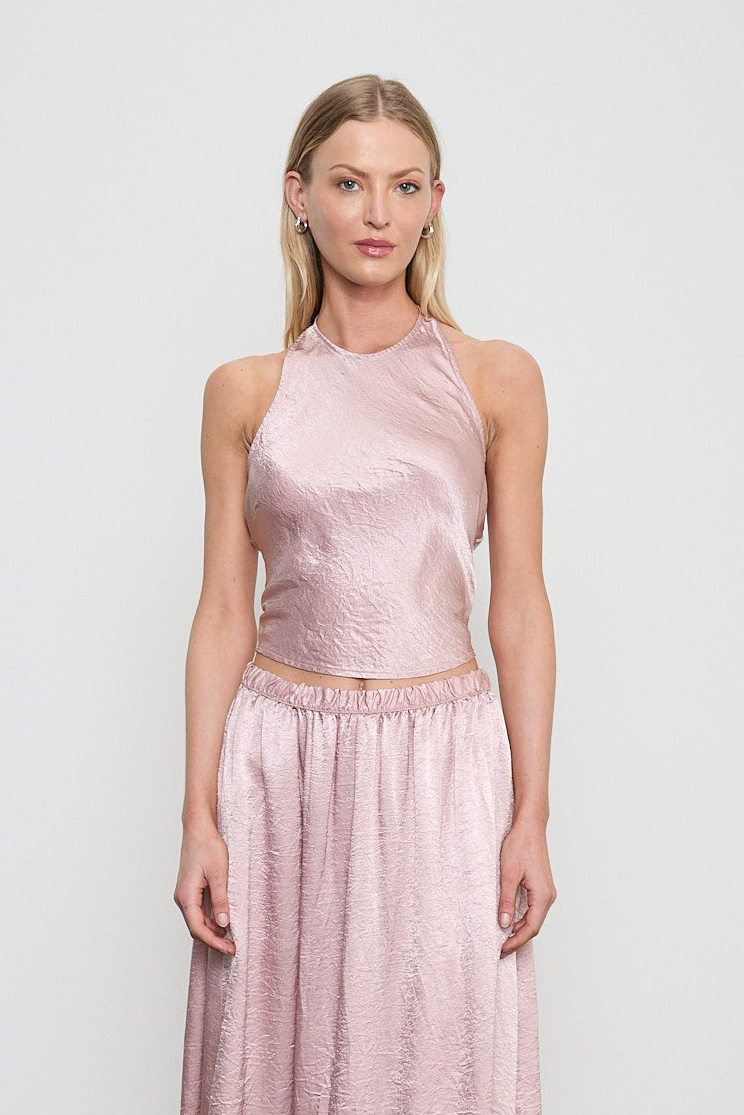 Satin Halter Scarf Top