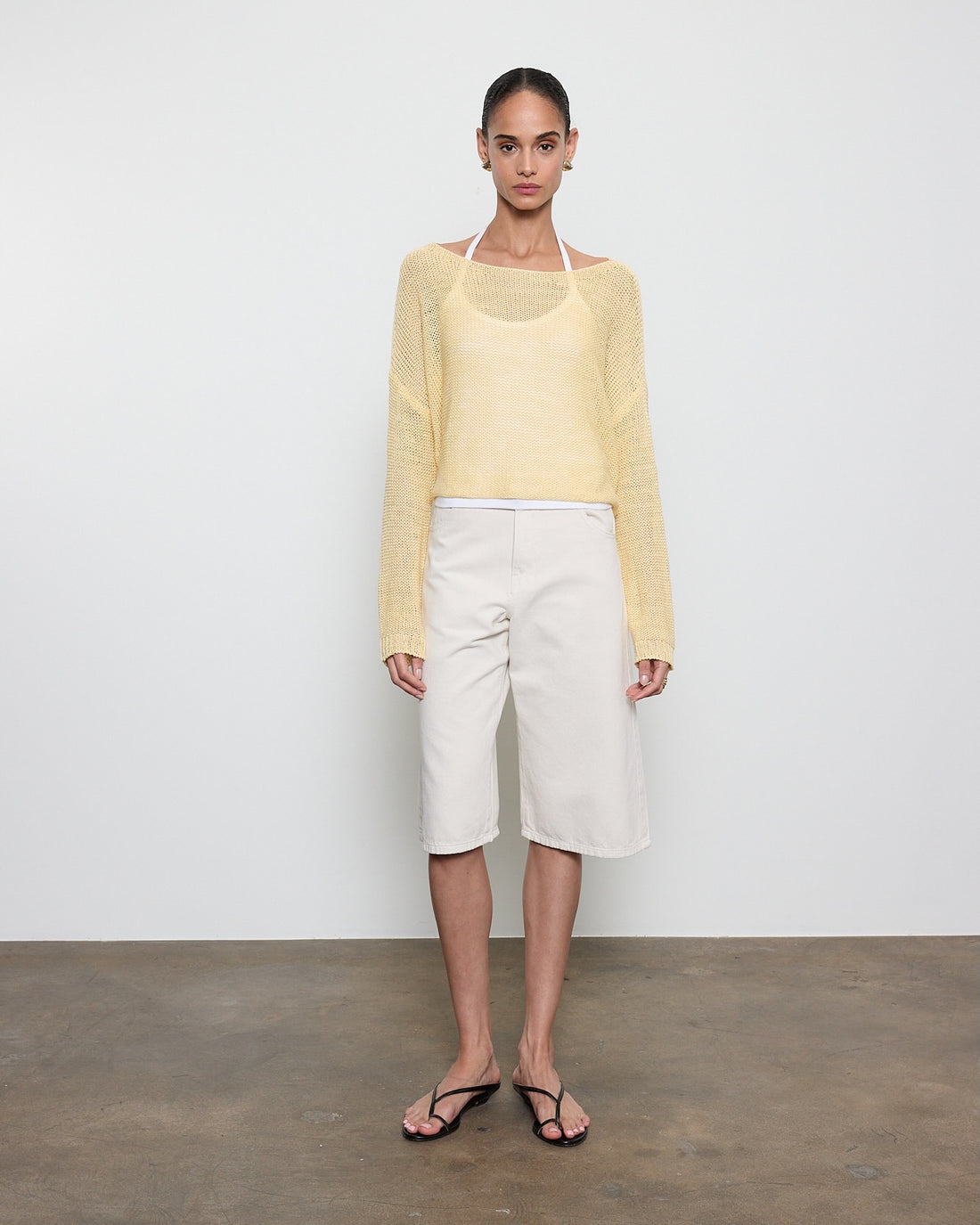 Open Knit Bateau Sweater Flan