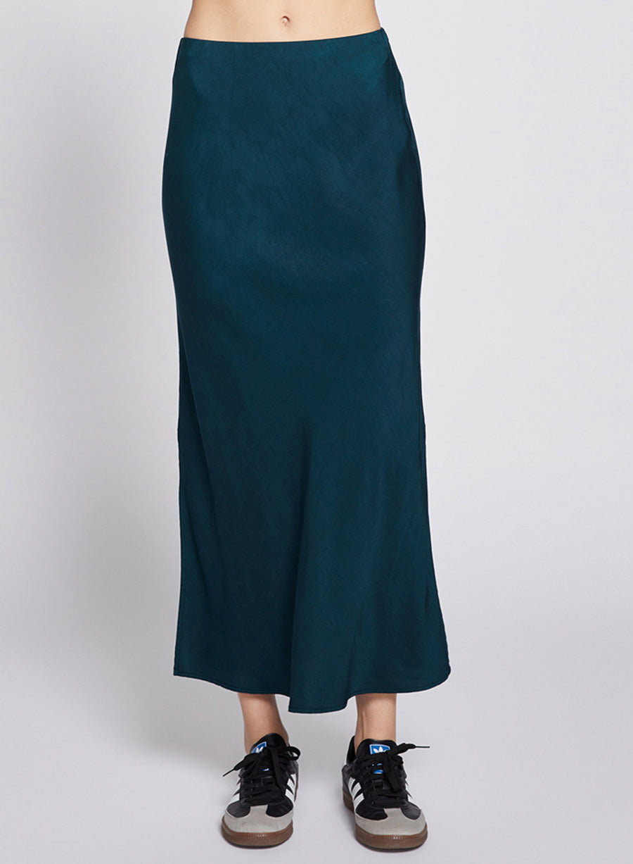 Satin Double Slit Maxi Skirt