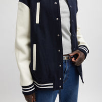 Felted Wool Varsity Bomber