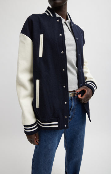 Felted Wool Varsity Bomber