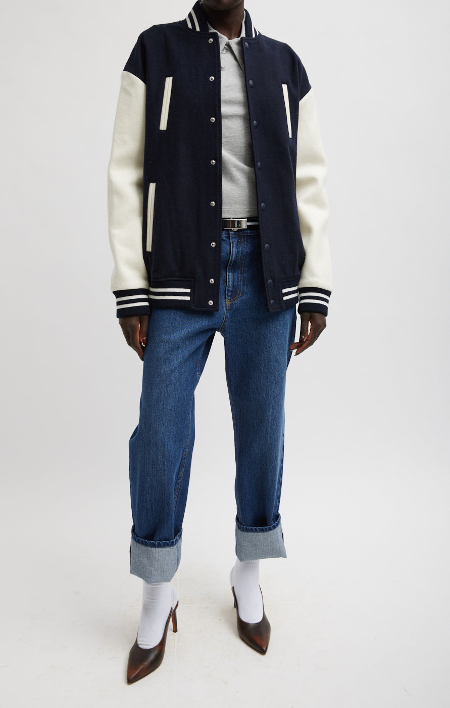 Felted Wool Varsity Bomber