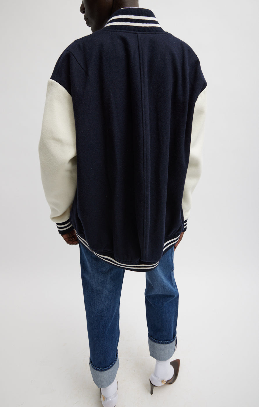 Felted Wool Varsity Bomber